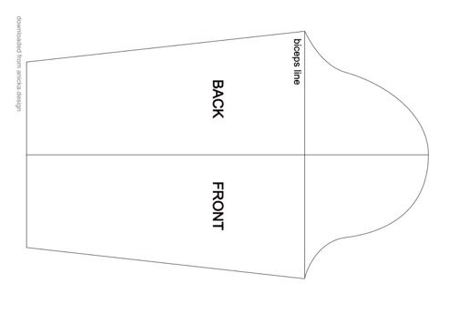 Half-size basic one-piece sleeve  pattern for pattern drafting. Free, downloadable, and printable.