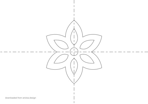Flower template. Free download. Black and white.