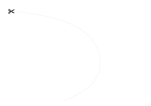Curved line for practising sewing curved seams. Printable sewing practice sheet.