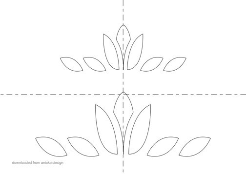 Tulip flower with petals template. Free download. Black and white.