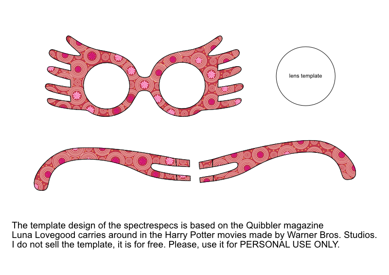 Luna Lovegood glasses - spectrespecs from the Harry Potter movies template. Suitable for Halloween or cosplay.