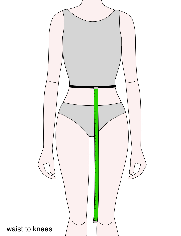 Measure the waist to knees length.