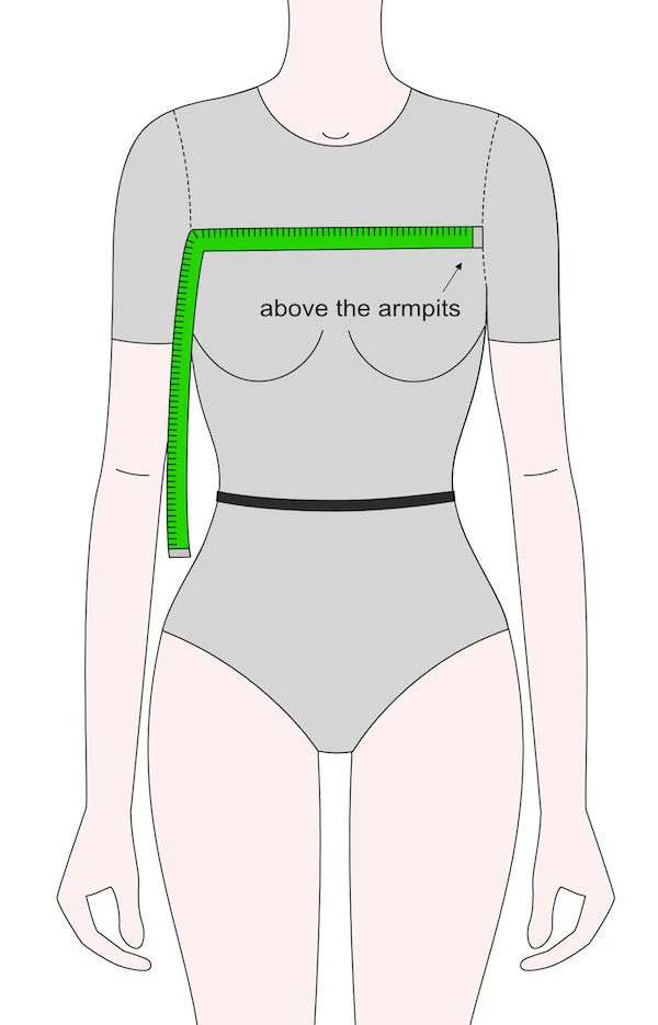Measuring the width of the bodice at the front between the two armscyes.