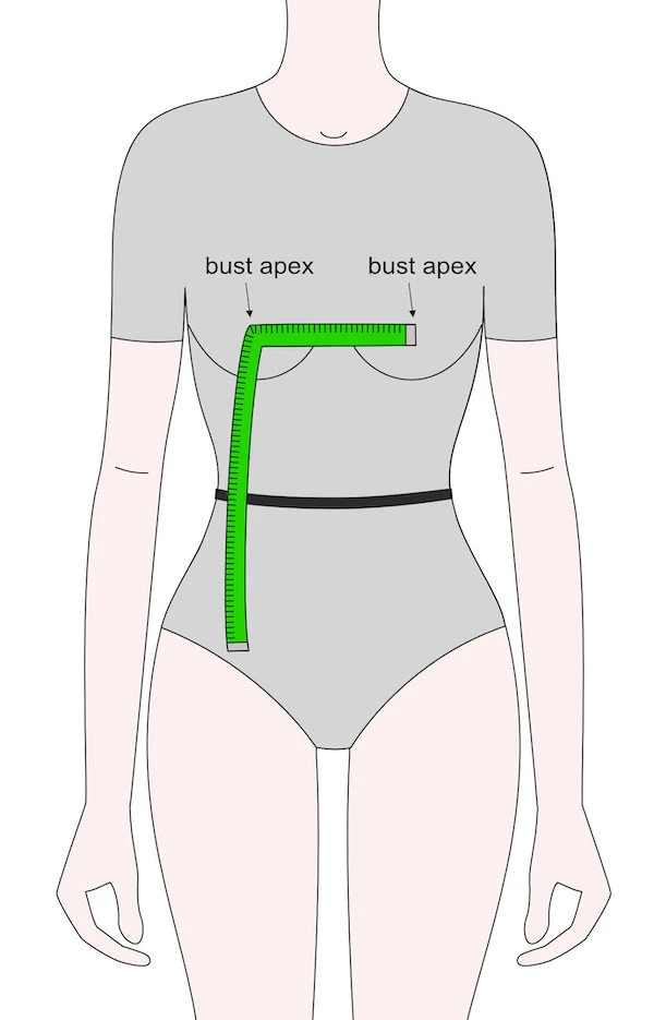 Measuring the bust divergence using a tape measure.