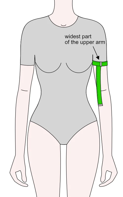Upper arm (biceps) circumference measurement taken with a tape measure.