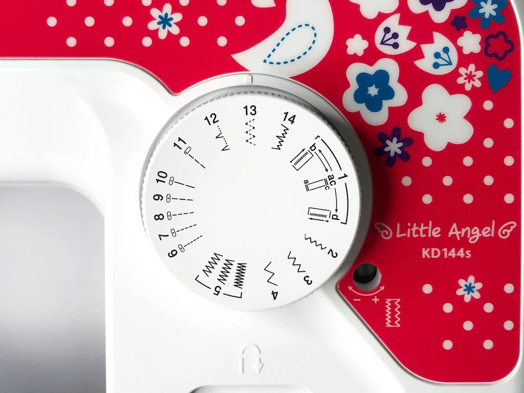 Three step zig-zag stitch setting on a basic Brother sewing machine.