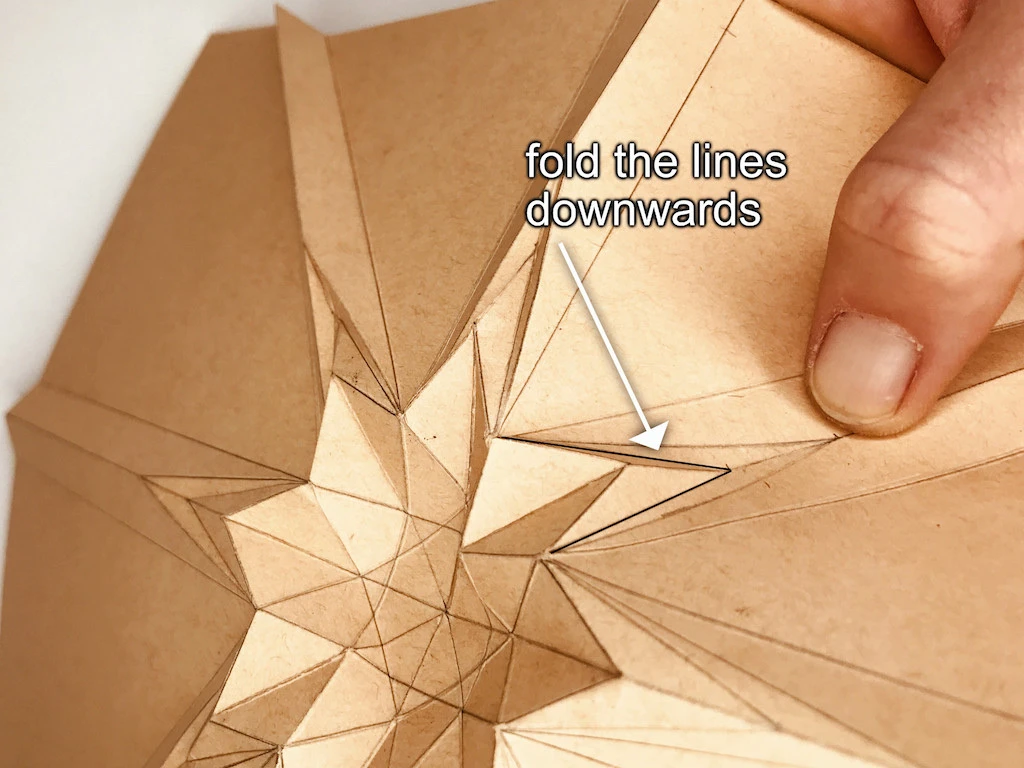 Folding middle star downwards.