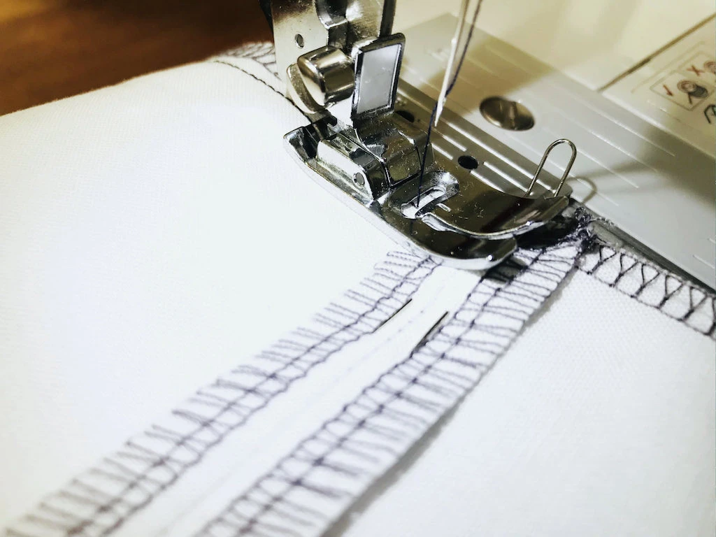 Sewing through a Clover fork pin.