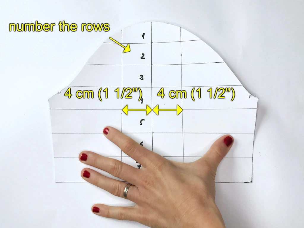 Numbering the parts of the set-in sleeve.