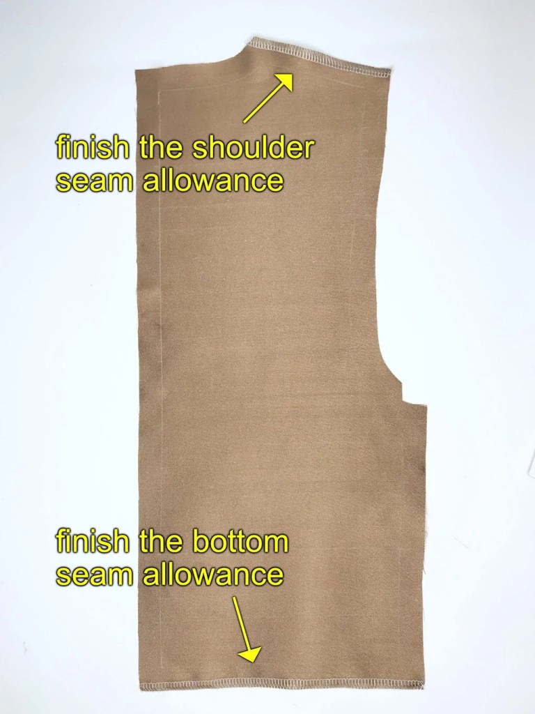 Bodice BACK of the Narcissa Malfoy beige dress before sewing the tucks.