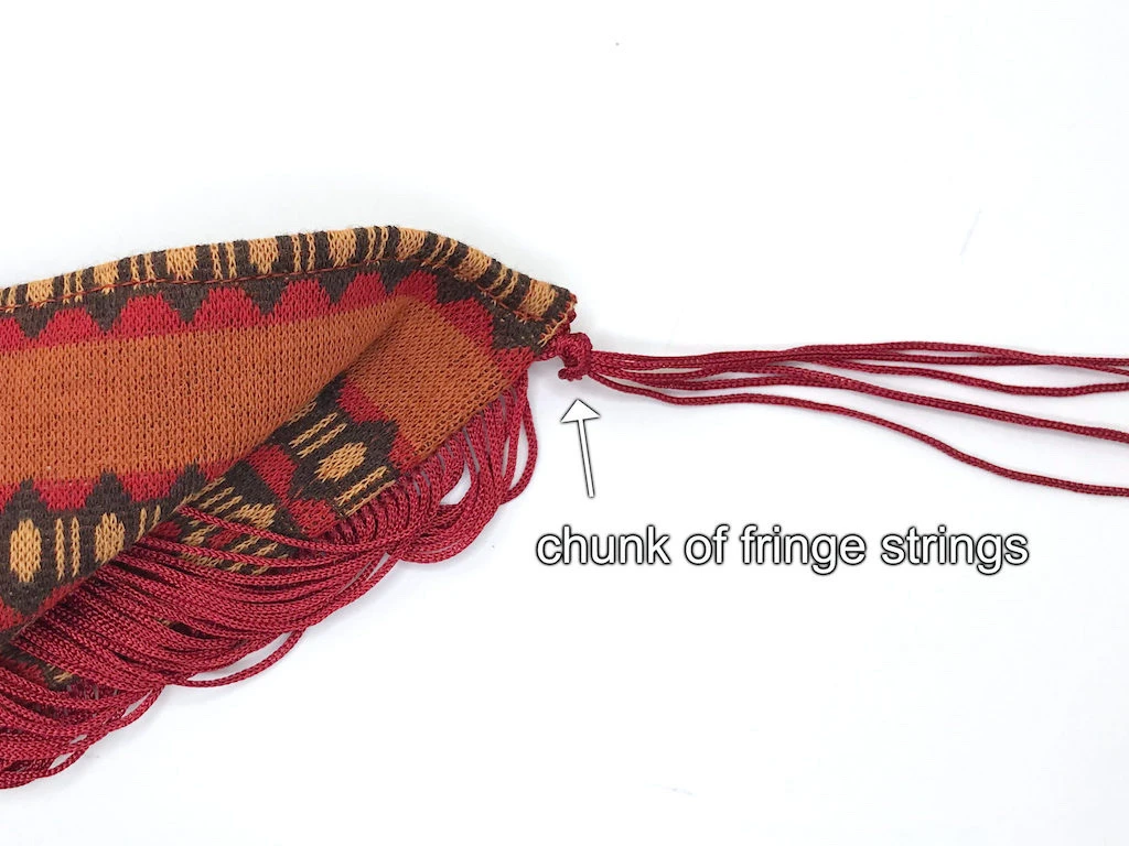 Chunk of fringe string on Professor Sybill Trelawney headband.