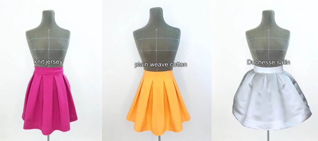 Different pleated skirts with unpressed pleats.
