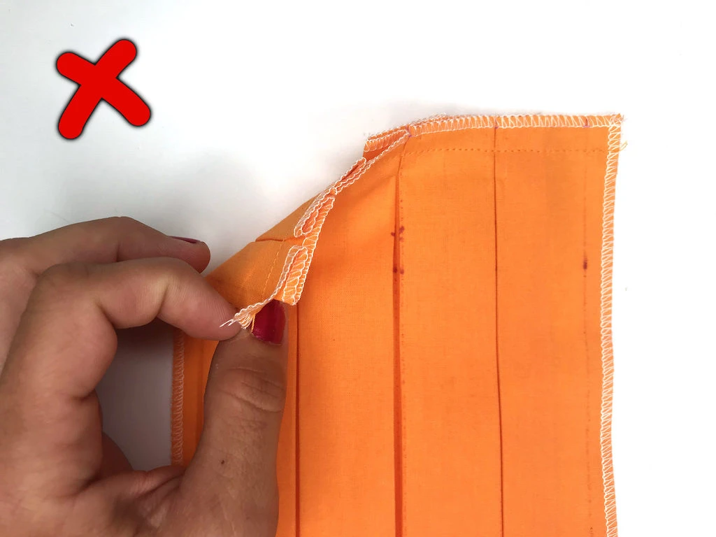 Incorrectly finished seam allowance.