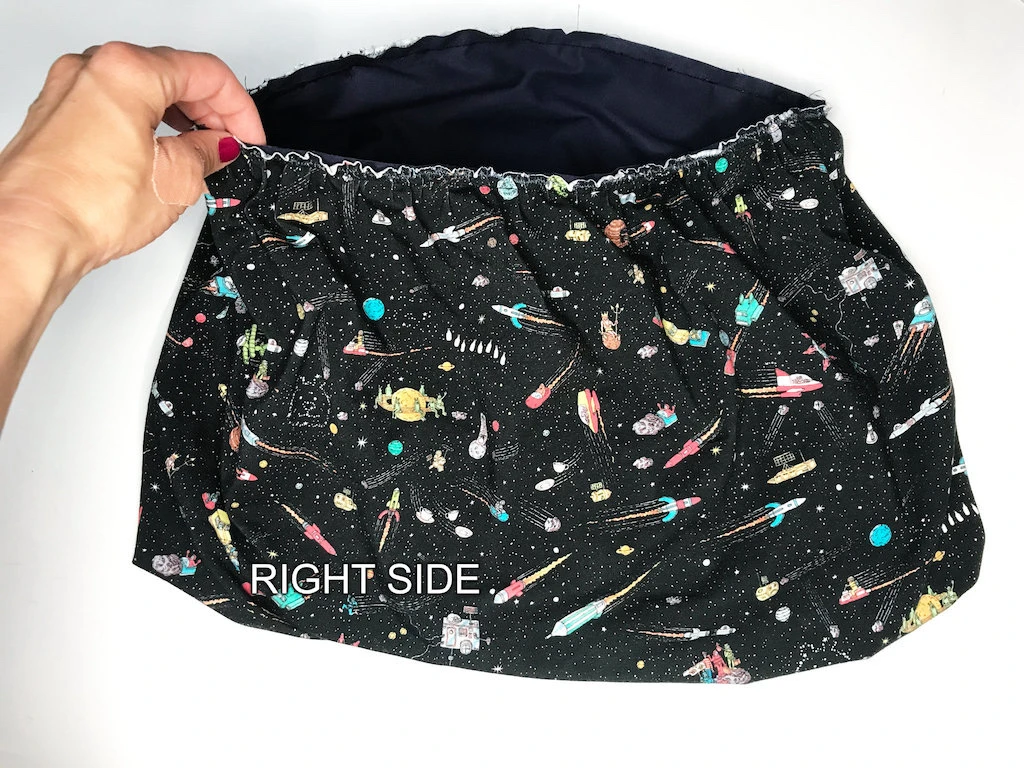 DIY Luna Lovegood skirt basted at waist without a waistband casing.