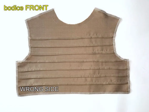 Pressed bodice front of the Narcissa Malfoy dress.