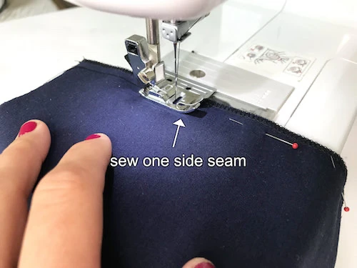 Sewing side seam of a lining fabric.