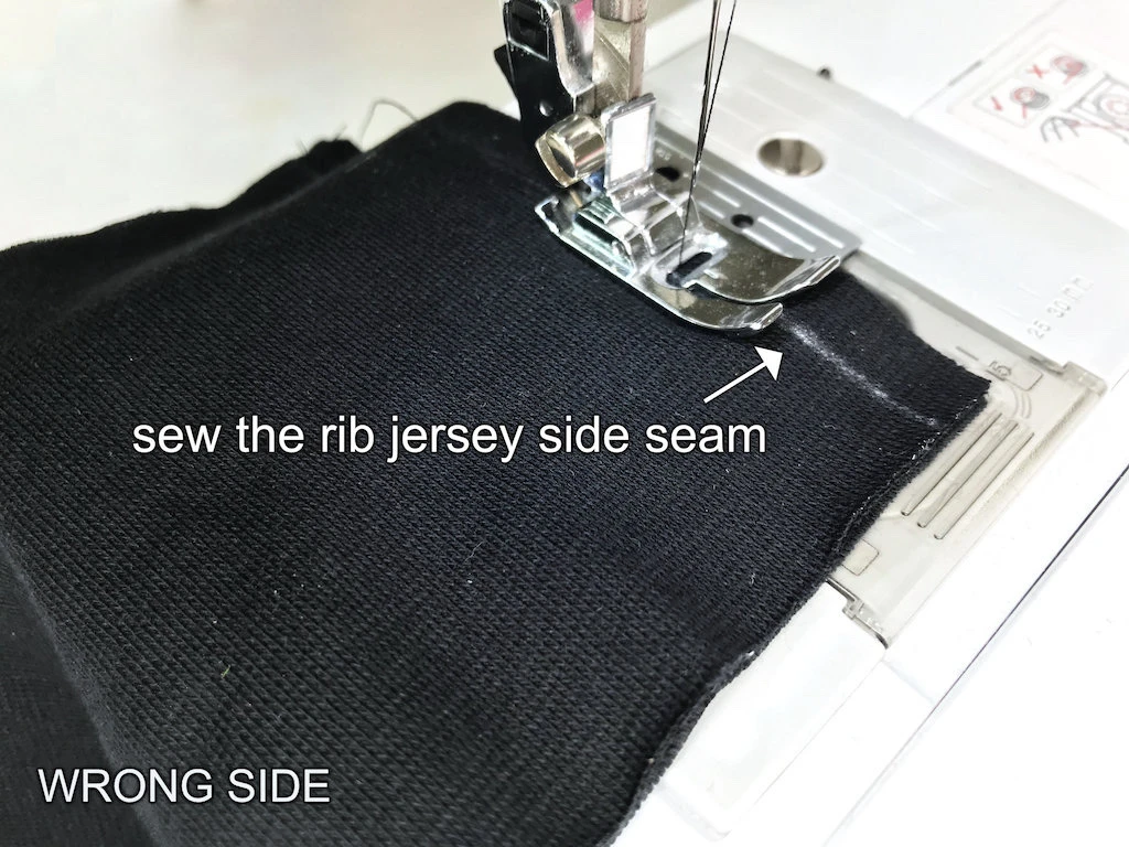 Sewing a rib jersey elastic waistband casing for a DIY Luna Lovegood skirt.