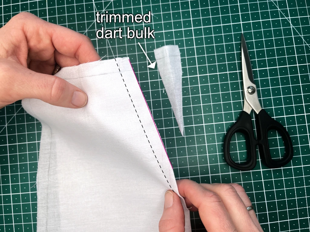 Fabric cut away to reduce bulk volume.