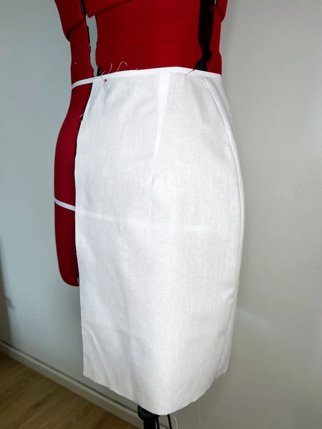 One dart on a basic skirt pattern block.