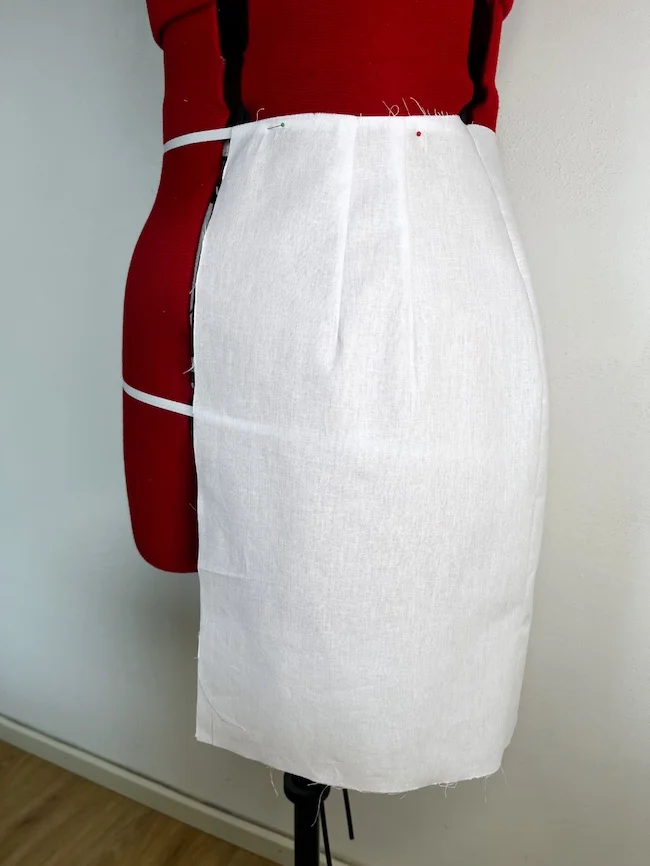 Two darts on a basic skirt pattern block.