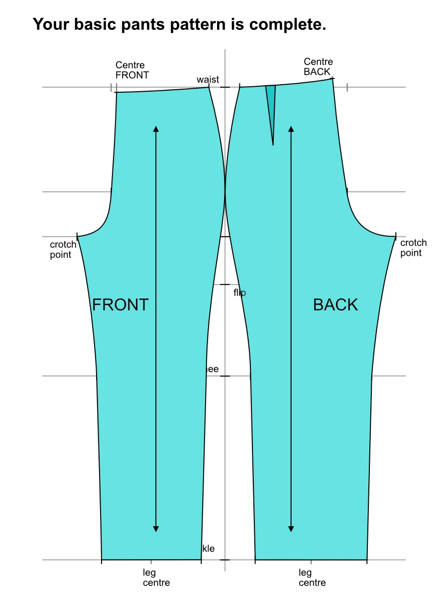 Marking the side seams at knee level.