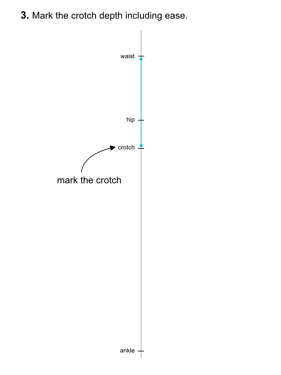 Marking a crotch depth measurement with ease on a vertical line.